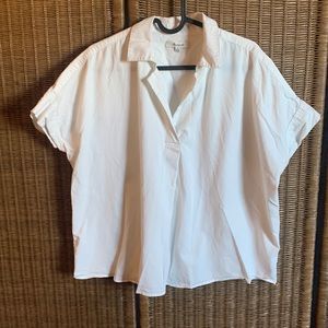 Madewell short sleeve crop top with collar and 1/4 v neck size M